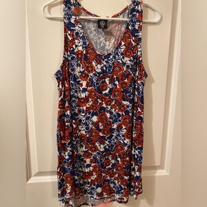 Agnes & Dora Floral Tunic Tank Top - Red and Blue